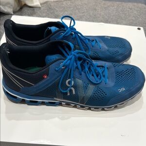 On Running Blue and Black Sneakers 9.5